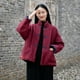 thumbnail image 4 of Chaqueta corta de algodón y lino con cuello alto y hebilla de color sólido retro para mujer, chaqueta de algodón cálida para mujer, 4 of 6