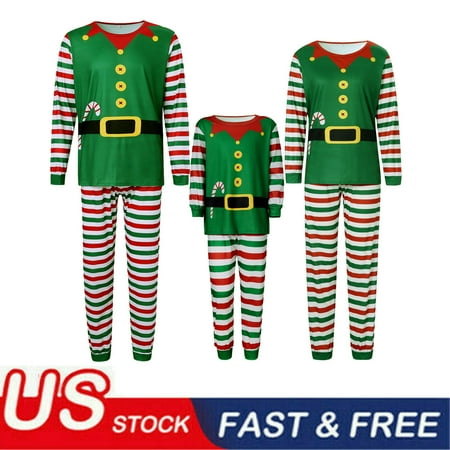 

ZIYIXIN Family Christmas Pajamas Matching Set Santa Claus Pjs Dad Mom Teen Sleepwear Tee Striped Plaid Pants Pyjamas Outfits