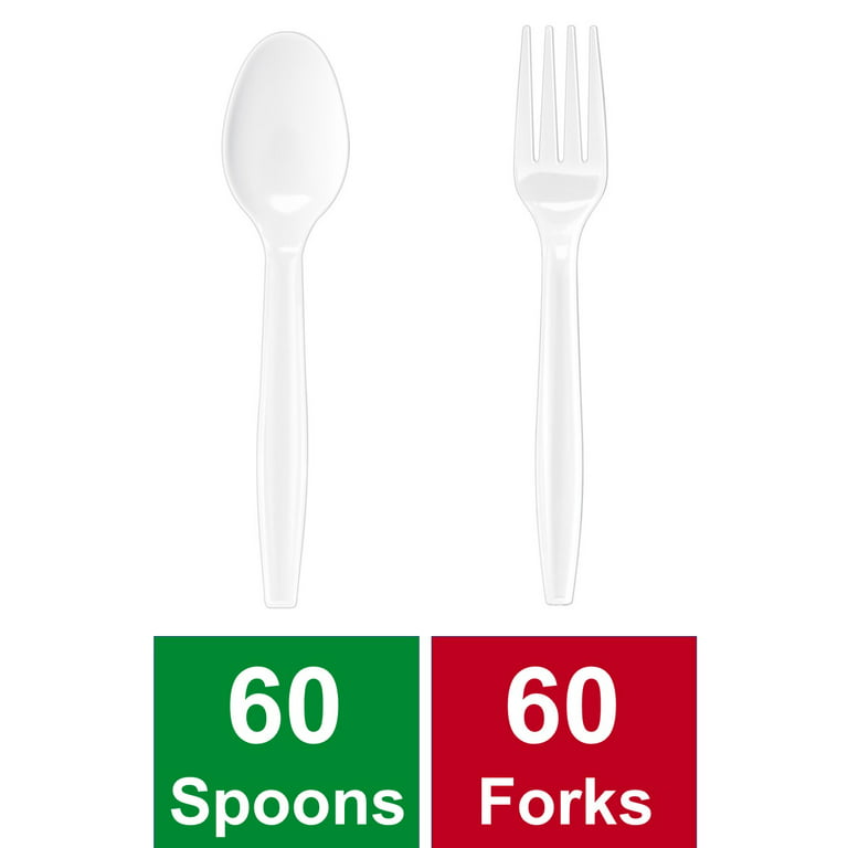 Great Value Everyday White Disposable Plastic Forks & Spoons