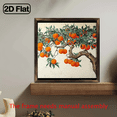 thumbnail image 2 of 2D Flat, Framed Orange Tree with Oranges Wall Art - Classic Wooden Border Canvas Painting, Vibrant Orange Fruit Green Leaves.wooden board painting, 2 of 9