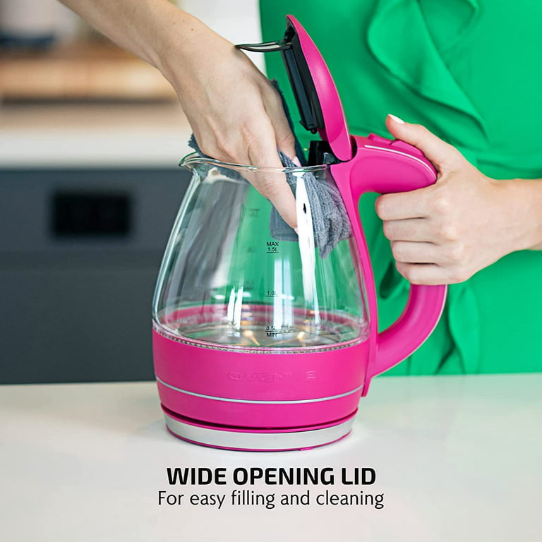 Ovente Electric Glass Kettle - 1.5 Liters - Pink