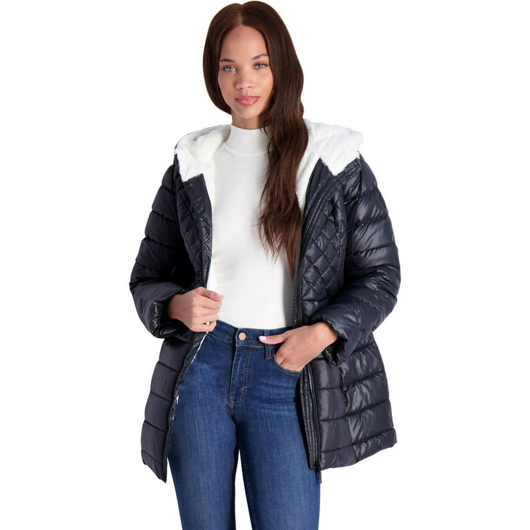 Steve Madden Faux Fur Lined Puffer Jacket - Women's Coats/Jackets in Olive
