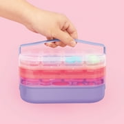 Make It Real: Beauty 2-Go! Cosmetic Set - 136pcs, Glam for Eyes-Hair-Nails, Tray Compartments, Pink & Purple Storage Carry Case, Girls & Kids Ages 8+