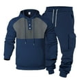 thumbnail image 2 of Yusimy Men's Color-Block 2-Piece Hoodie Cargo Set Long Sleeve Elastic Waist Drawstring Pocket Casual Sports, 2 of 8