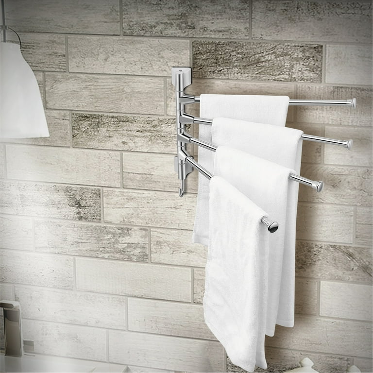 Bath Towel Rack Shelf, 4-Bar Swing Out Folding Arm Shower Hook