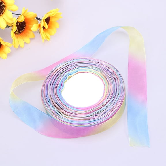 HEMOTON  50 Yards Rainbow Yarn Belt Trim for Sewing Sheer Organza Ribbon