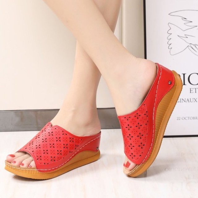 Zapatillas con cuña para mujer, zapatillas para exteriores para mujer, cadena de perlas, suela blanda Wmkox8yii ytu11065