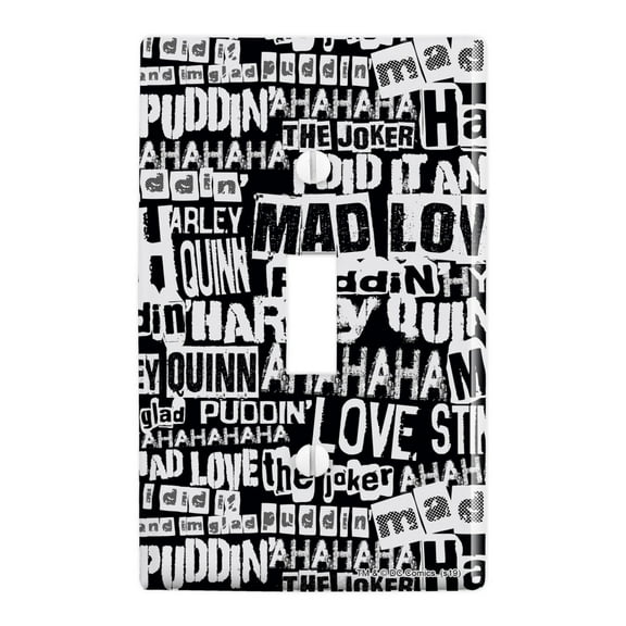 Harley Quinn Ransom Pattern Plastic Wall Decor Toggle Light Switch Plate Cover