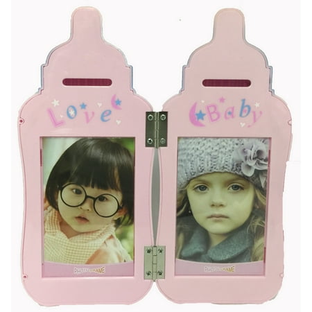 Photo Frame and Bank in one. This Pink Bottle Frame and Bank. It can use as a bank. It has 2 places for photo frames; Product Size: 3.5 x8 x (Best Place To Upload Photos)
