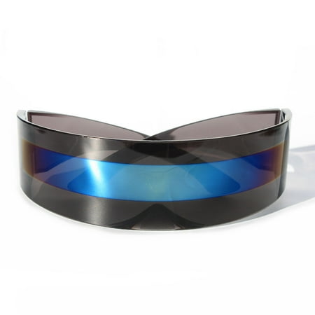 Futuristic Robocop Cyclops Outter Space Robot Shield Sunglasses Mirrored