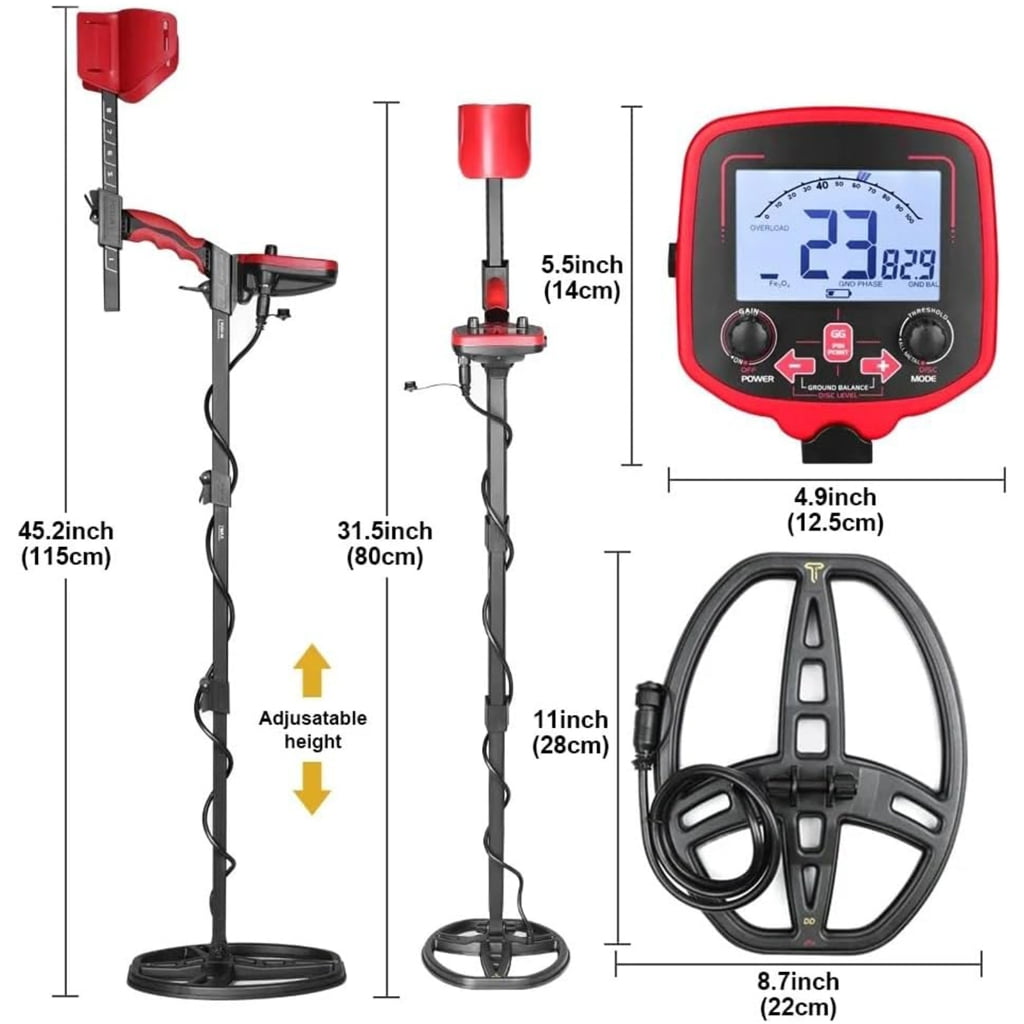High Accuracy Metal Detectors with 10Inch Depth Detection Waterproof Probes and Adjustable Sensitivity for Treasure Hunting