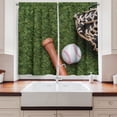 thumbnail image 2 of Ambesonne Baseball Kitchen Curtains, Glove Ball Bat Grass Print, 55"x36", Reseda Green Blush and Grey, 2 of 3