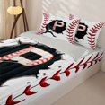 thumbnail image 3 of Homewish Letter P Baseball Player Print Zipper Twin Comforter Sets with Fitted Sheet and 2 Pillowcases,Sports Monogram Zipper Bedding Set For Kids Boys And Girls,Reversible,4-Piece, 3 of 7