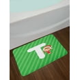 thumbnail image 2 of Christmas Alphabet Bath Mat, Cheerful Young Girl next to Letter T Vacation Winter Holiday, Plush Bathroom Decor Mat with Non Slip Backing, 29.5" X 17.5", Green Dark Coral White, by Ambesonne, 2 of 2