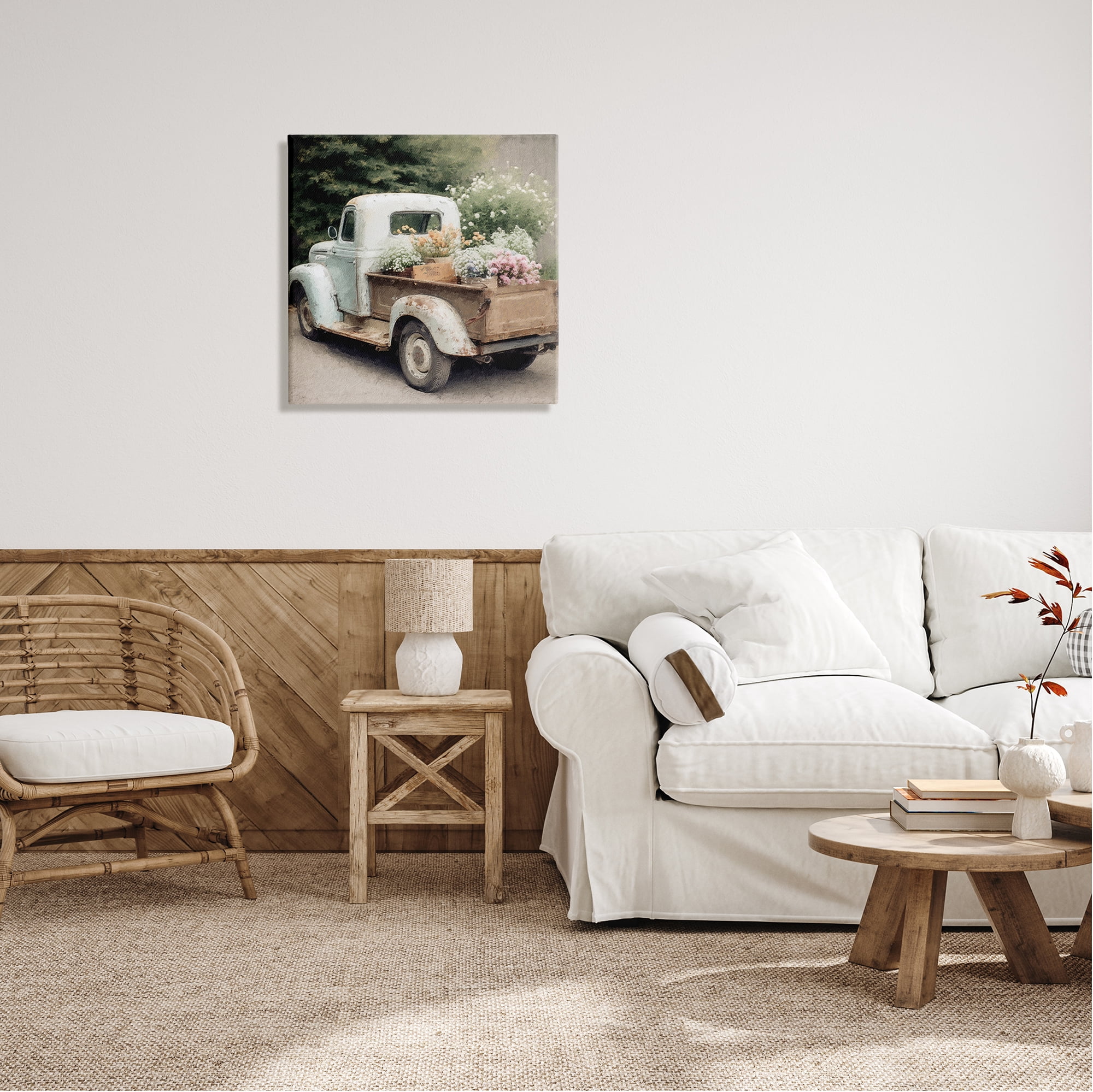 Stupell Industries Country Florals in Truck Transportation Painting Gallery Wrapped Canvas Print Wall Art, 24 x 24