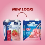 (3 pack) Pure Protein Shake, Strawberry Milkshake, 30g Protein, 11 fl oz, 4 Count