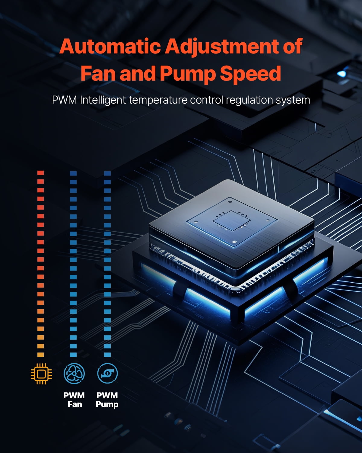 VEVOR CPU Liquid Cooler, AIO CPU Water Cooler - 120mm PWN Fans, Pump, 1.8'' Display, Max. 2200RPM CPU Cooling Fan, Efficient Black PC Water Cooler for Intel 115X/1366/2011/1700/1200, AMD AM4/AM5