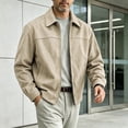 thumbnail image 3 of Men's Faux Suede Leather Bomber Jacket Casual Coat for Men Windproof Lightweight Side Pockets Fall Winter Zip up Jacket Outwear for Work and Daily Wear, 3 of 7