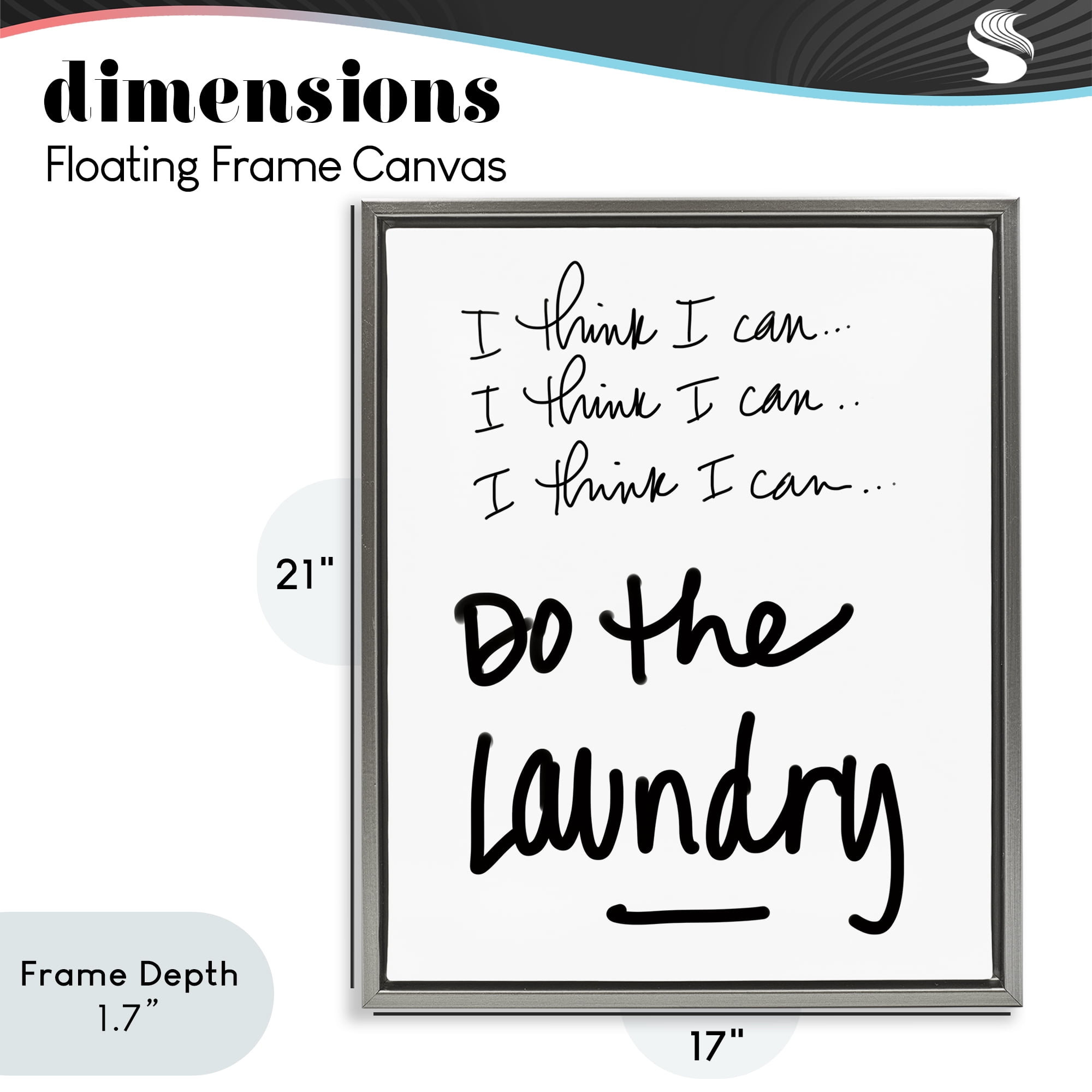 Stupell Industries Think I Can Do Laundry Gray Framed Floater Canvas Wall Art, design by SD Graphics Studio