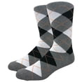 thumbnail image 2 of COUVER Mens Cotton Argyle Crew Dress Socks Gray White Black 2 Pairs Size 8-13 (Mens), 2 of 8