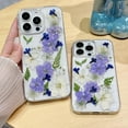 thumbnail image 4 of for iPhone 16e (2025) Clear Case with Pressed Real Flower, Cute Glitter Bling Flower Pattern Slim Soft TPU Shockproof Protective for Women Girls Phone Cover for iPhone 16e 6.1 inch (Purple), 4 of 13