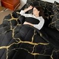 thumbnail image 4 of Manfei Marble Watercolor 7-Piece Twin Bedding Sets,Tie Dye Bedding Comforter Set,Gold Metallic Breathable Sheet Sets,Lightweight Marbling Room Decoration,Reversible, 4 of 7