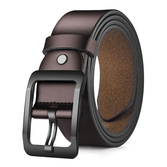 Retro Man Luxury Design Casual Versatile Waist Strap Trouser Dress Belts Leather Belt Pin Buckle Waistband BLACK&COFFEE