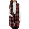 thumbnail image 3 of Dazajoo Wine Long Plaid Vest for Women Sleeveless Open Front Cardigan with Pockets Lightweight Winter Outerwear,XXL, 3 of 6