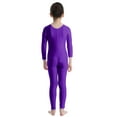 thumbnail image 3 of vastwit Kids Girls Long Sleeves Ballet Dance Leotard Bodysuit Full Body Gymnastic Athletic Unitard Dancewear Purple 11-12, 3 of 7