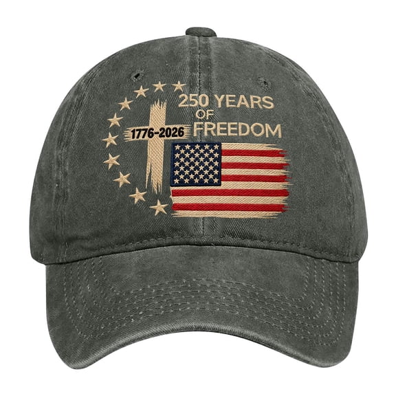 4th of July Patriotic Baseball Cap, Independence Day 1776-2026 250 Years of Freedom Printed Hat for Men and Women, Red White Blue Cotton Outdoor Sport Cap, 1PC