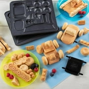 Waffle Wow Auto Body Shop Waffle Maker - Make Custom Shaped Cars Trucks or Vehicles Out of WAFFLES! Mix & Match Wheels & Engine for Kid Breakfast- Nonstick w 4 Removable Dishwasher Safe Plates
