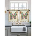 thumbnail image 2 of Vintage Butterfly Tier Curtains 36 Inch Length, Sheer Curtains for Bedroom Living Room Window Retro Colorful Butterfly Rod Pocket Voile Drapes Kitchen Curtains Small Half Window 27.5"x36" 2 Panels, 2 of 6