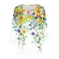 thumbnail image 4 of HOMBOM Women Shirts 3/4 Sleeve Notch Neck Fall Pullover Fashion Graphic Flowers Top, 4 of 6