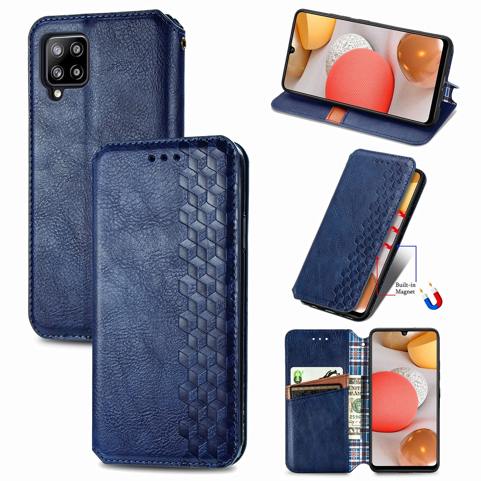 Galaxy A42 5g Case Pu Leather Tpu Wallet Cover With Card Holder Kickstand Hidden Magnetic 2713