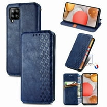 Galaxy A42 5G Case, PU Leather TPU Wallet Cover with Card Holder Kickstand Hidden Magnetic Adsorption Shockproof Flip Folio Cell Phone Case for Samsung Galaxy A42 5G 6.6 inch 2021, Blue