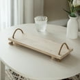 thumbnail image 3 of Decorative Natural Wood Rectangular Tray Serving Board with Rope Handles, 3 of 7