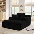 thumbnail image 3 of 63'' Oversized Chaise Lounge Chair Indoor, Corduroy Upholstered Sleeper Sofa Bed, Deep Seat Sleeper Couch, Cozy Reading Chairs for Living Room Bedroom Movie Room, Black, 3 of 9