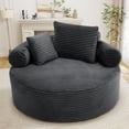 thumbnail image 2 of Muumblus 55" Indoor Round Lounge Chair, Oversized Boneless Accent Barrel Chair, Dark Gray Corduroy, 2 of 10