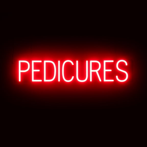 SpellBrite PEDICURES LED Sign for Business. 31.7" x 6.3" Red PEDICURES Sign Has Neon Sign Look With Energy Efficient LED Light Source. Visible from 500+ Feet, 8 Animation Settings.