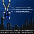 thumbnail image 2 of Gem Stone King 1.00 Ct Blue Created Sapphire 18K Yellow Gold Plated Silver Pendant With Chain, 2 of 6