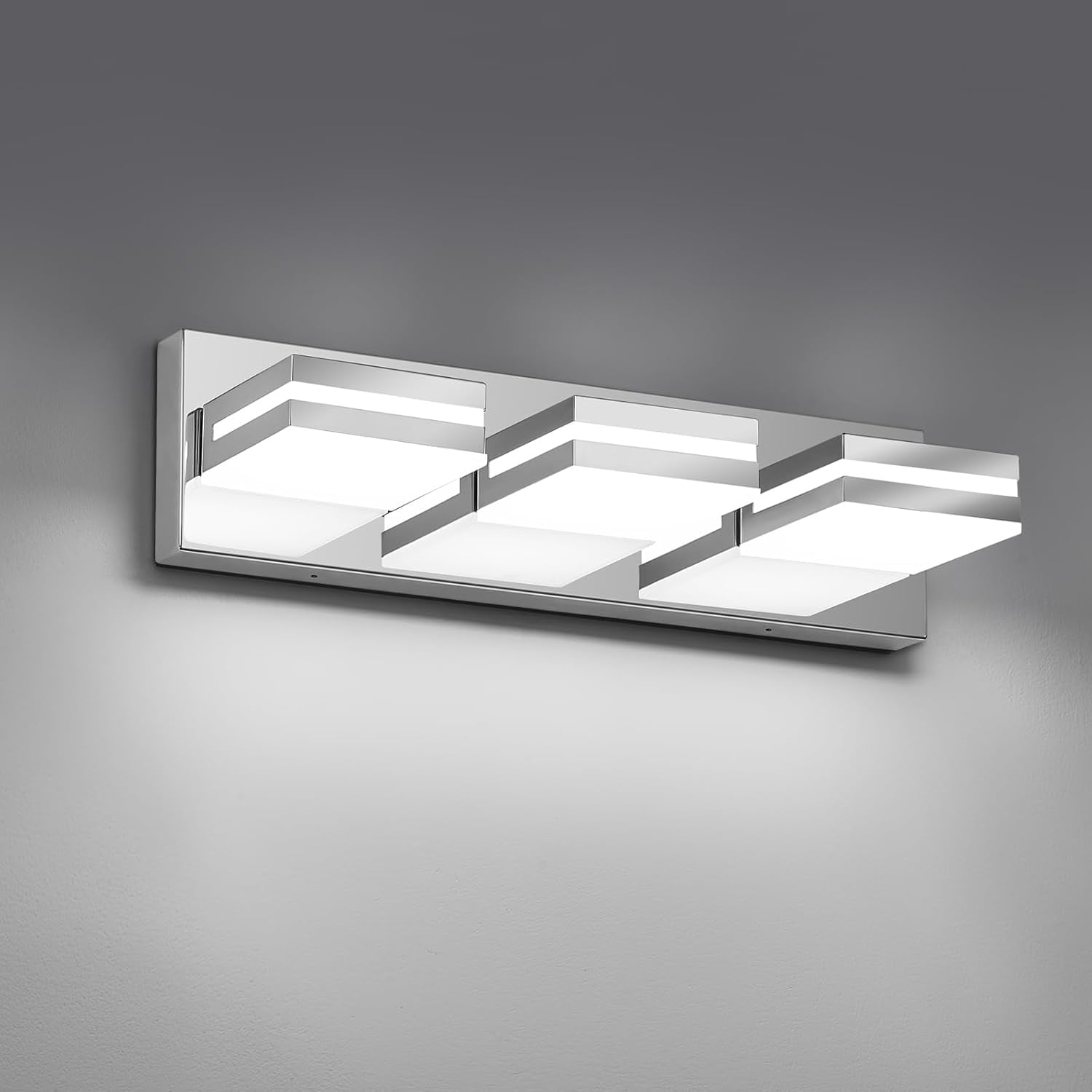 Modern LED Bathroom Lights Fixtures(4-Light),Metal Black Acrylic Wall Lighting,Vanity Lights for Bathroom Over Mirror(6000k 27In
