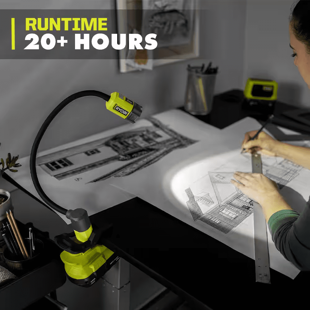 Ryobi ONE+ 18V 3-Light Kit - Hybrid Panel, Spotlight, Flexible Clamp (Tool Only)