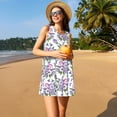 thumbnail image 3 of Fotbe Violets Flowers Vestido de Verano sin Mangas para Mujer – Vestido Midi Línea A, Estilo Camiseta Floral, Vestido Playero Casual y Fluido, 3 of 7