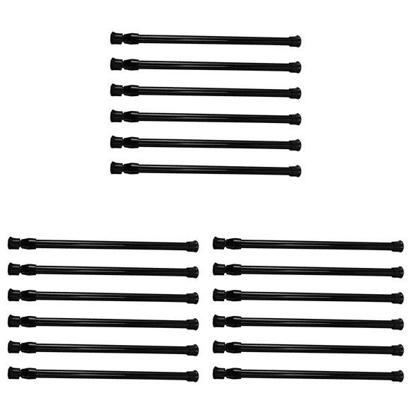 Small Tension Rods for Cabinets Cupboard Bars for RV Closets Refrigerator, Spring Rods 11.8 to 19.6 Inches, 18pc (Black)