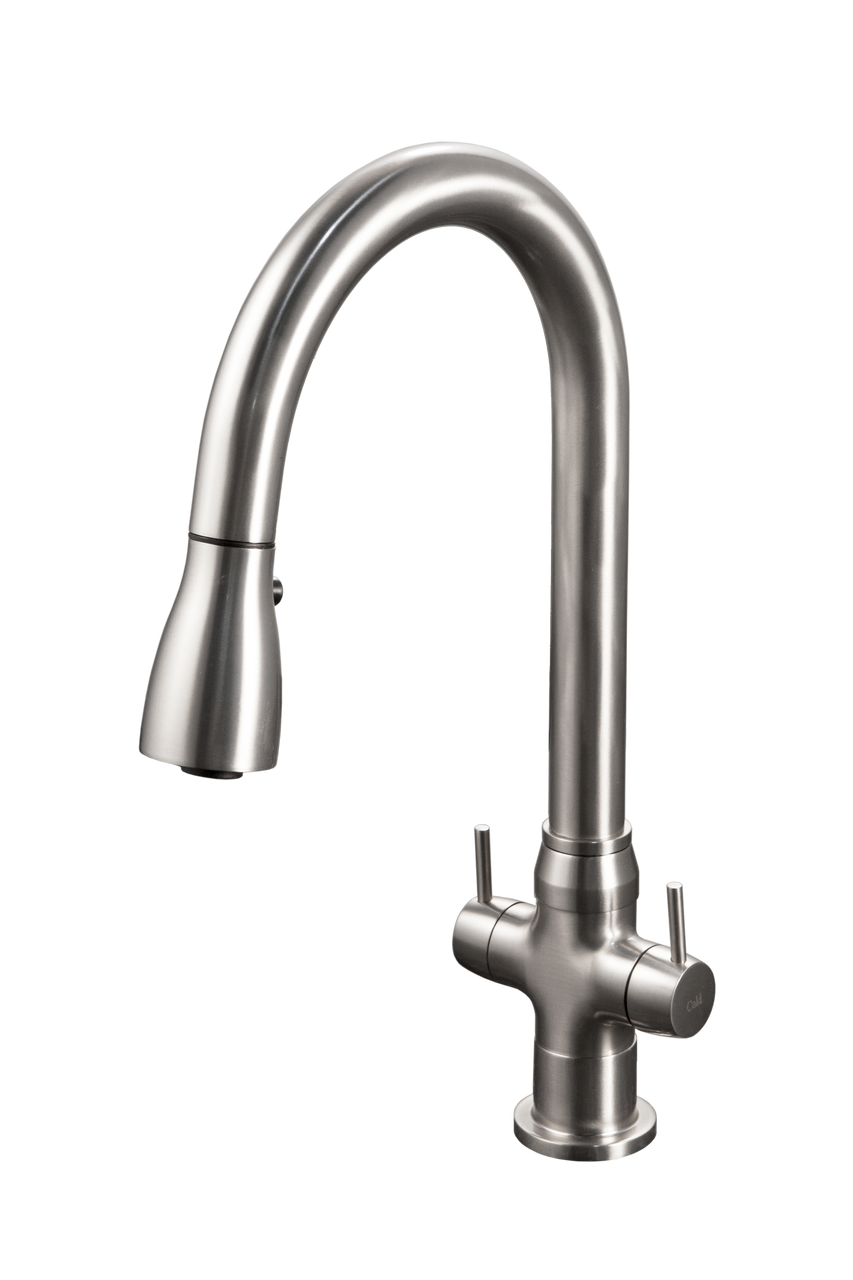 Houzer TRNPD-3000-PC Polished Chrome (PC) Dual Handle Pull Down Kitchen Faucet