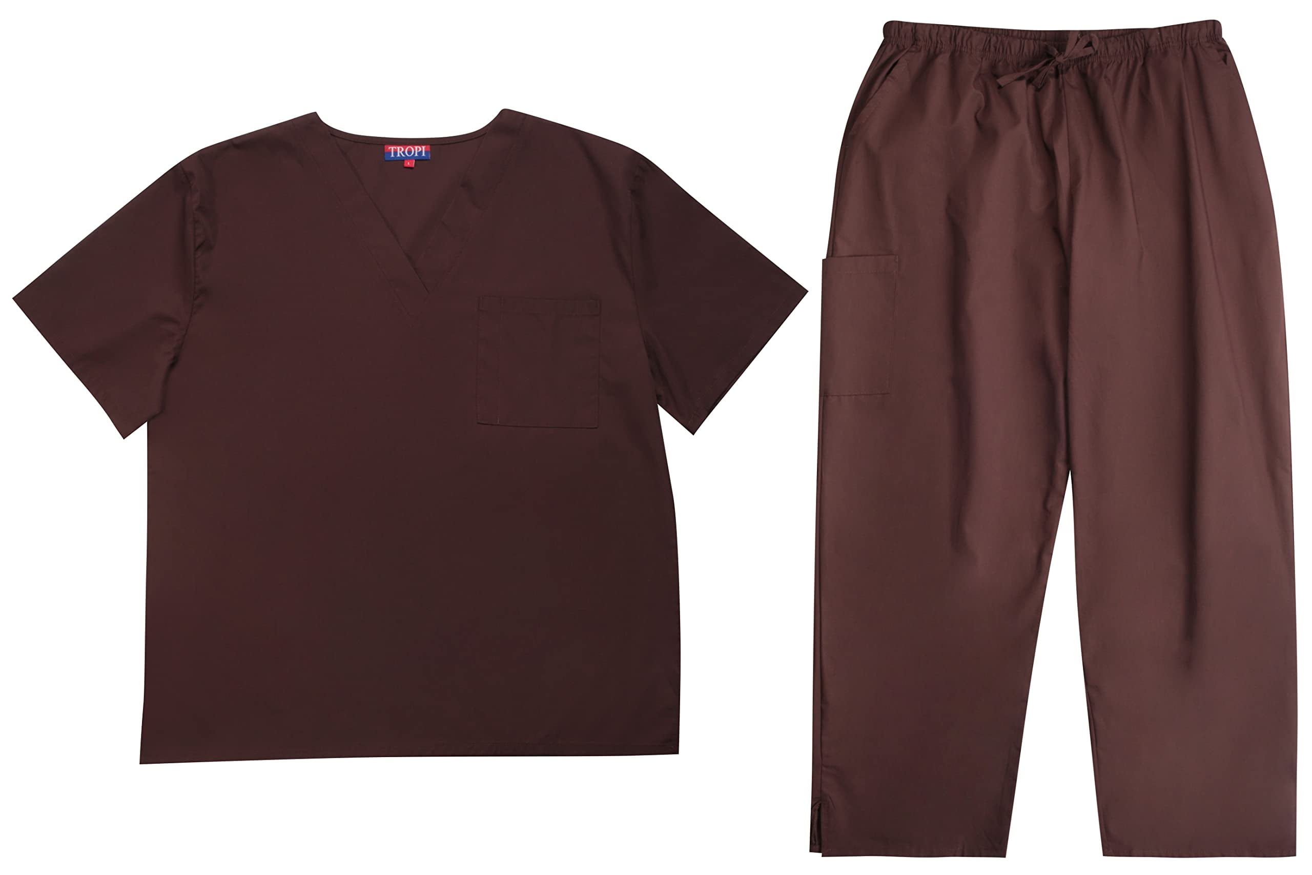 Tropi Mens Scrub Sets Four Pocket Medical Scrubs Uniform (VNeck with