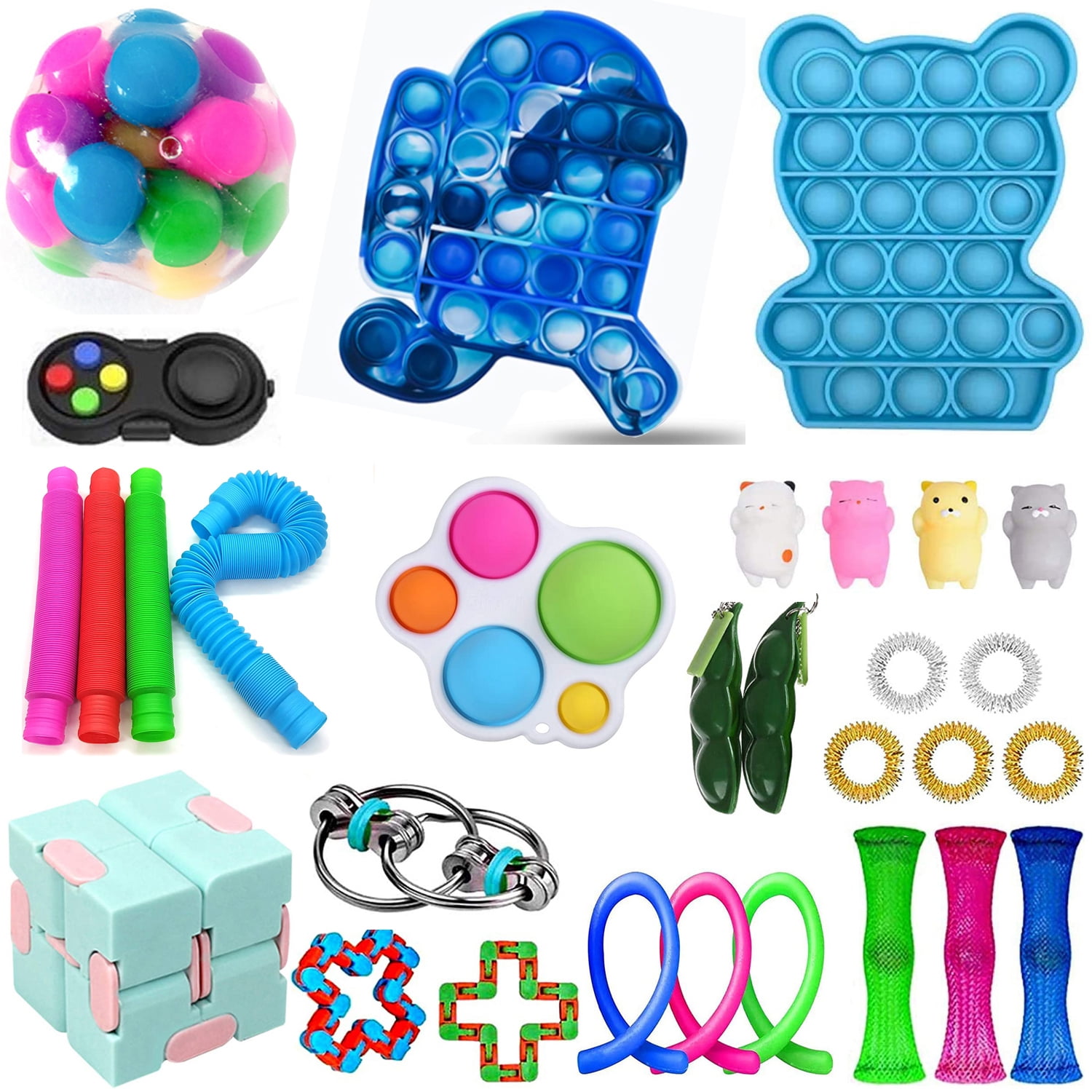 Michellecmm 30Pcs Fidget Toys Pack Cheap Fidget Pack with Pop Bubble