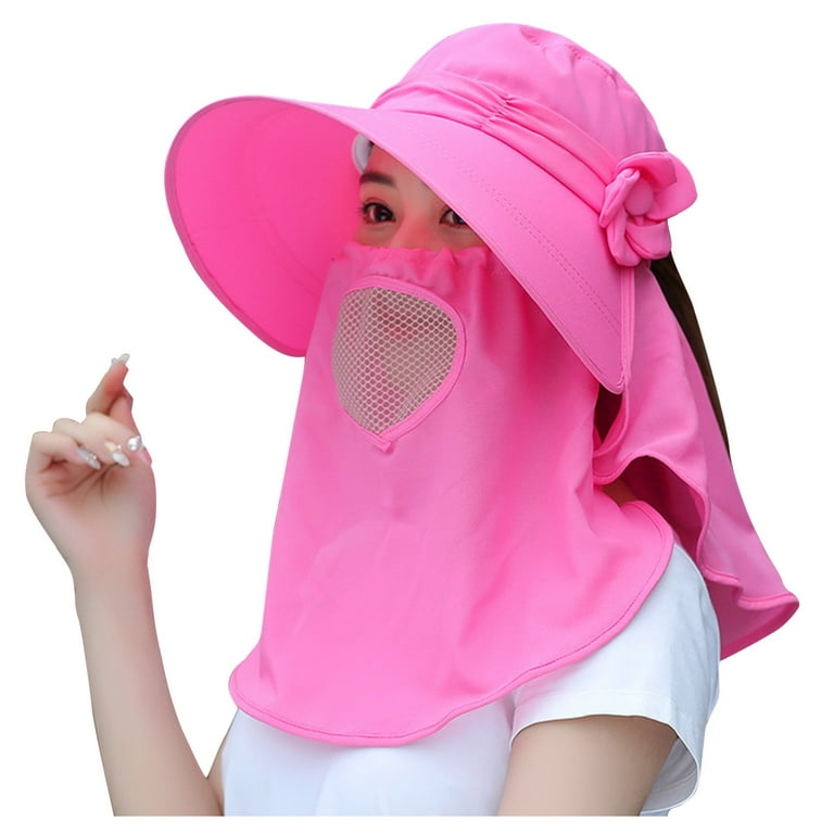 Sun Hat Women Outdoor Sport Fishing Hiking Hat Uv Protection Face Neck Flap  Sun Cap Hat Hats For Women Polyester Hot Pink