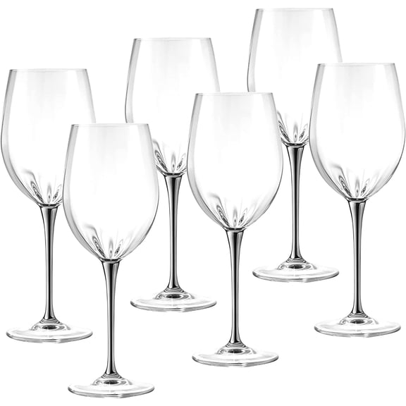 Barski Goblet - White Wine Glass -Crystal Glass - Water Glass - Shiny Platinum Stem - Stemmed Glasses - Set of 6 Goblets - 14 oz Made in Europe