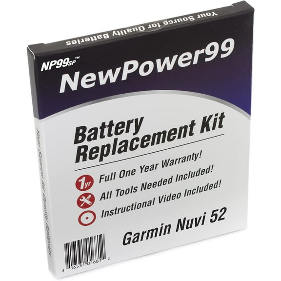 Garmin Nuvi 52 Battery Replacement Kit with Tools, Video Instructions, Extended Life Battery and Full One Year Warranty